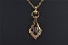 Authentic NINA RICCI Gold Tone Rhinestone Drop Chain Pendant Necklace 8710J