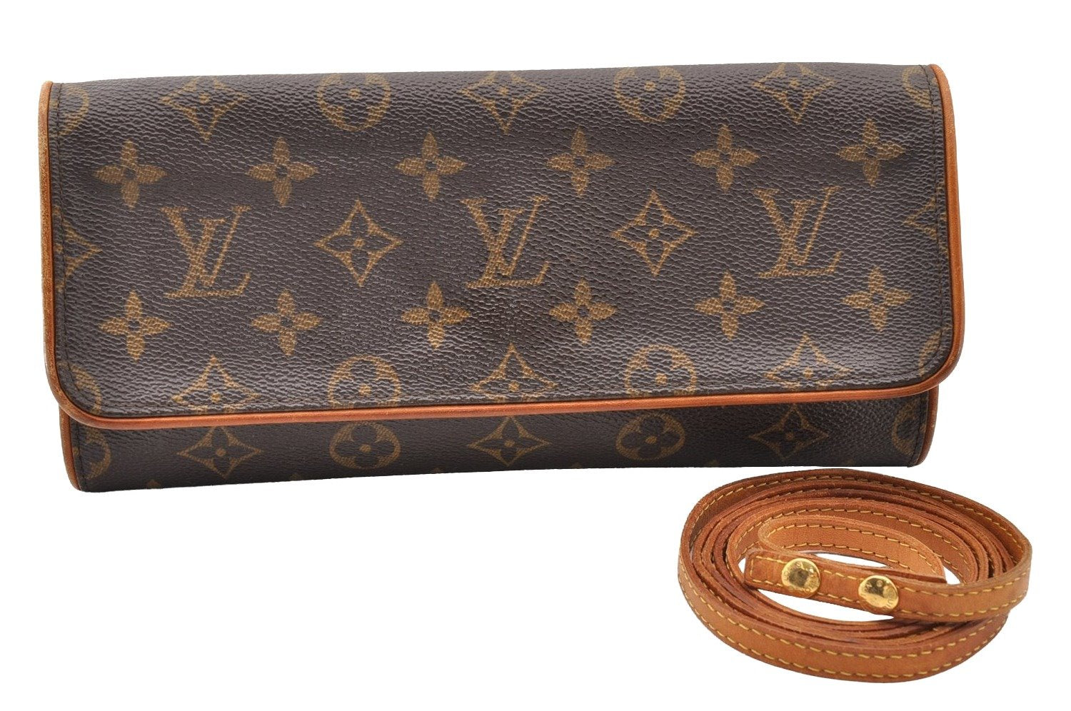 Authentic Louis Vuitton Monogram Pochette Twin GM Shoulder Bag M51852 LV 8711I