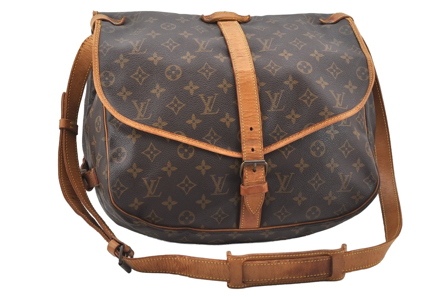 Authentic Louis Vuitton Monogram Saumur 35 Shoulder Cross Bag M42254 Junk 8712I
