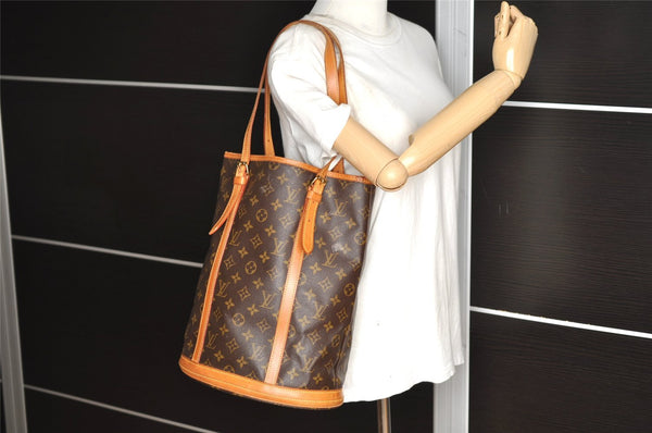 Authentic Louis Vuitton Monogram Bucket GM Shoulder Tote Bag M42236 Junk 8714I