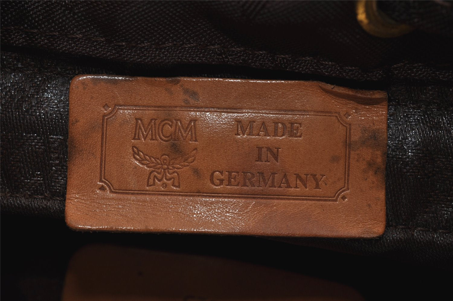 Authentic MCM Visetos Nylon Leather Vintage Drawstring Backpack Brown 8715J
