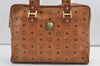 Authentic MCM Vintage Visetos Leather Shoulder Tote Bag Brown 8716J