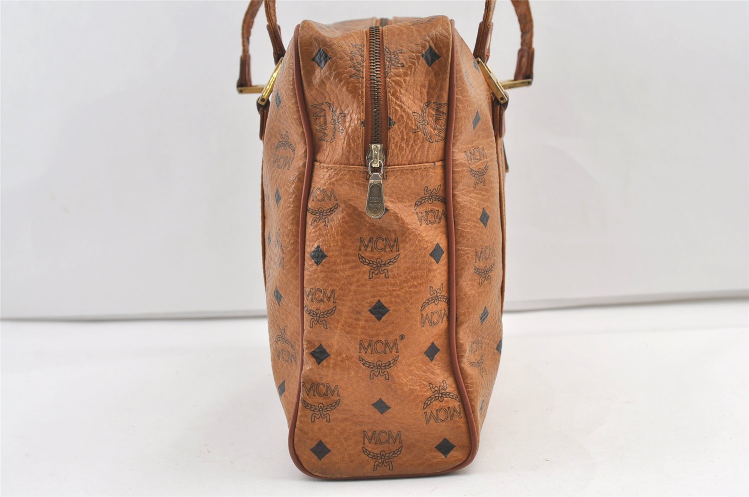 Authentic MCM Vintage Visetos Leather Shoulder Tote Bag Brown 8716J