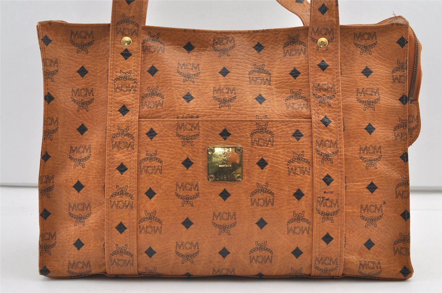 Authentic MCM Vintage Visetos Leather Shoulder Tote Bag Brown 8717J