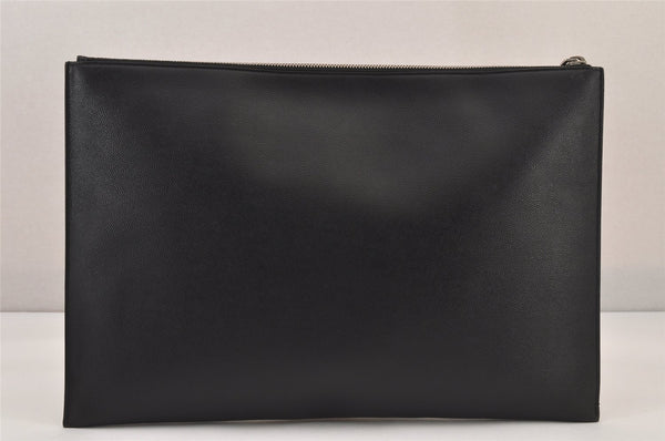 Authentic SAINT LAURENT Documents Case Clutch Bag Leather Black YSL 8717M