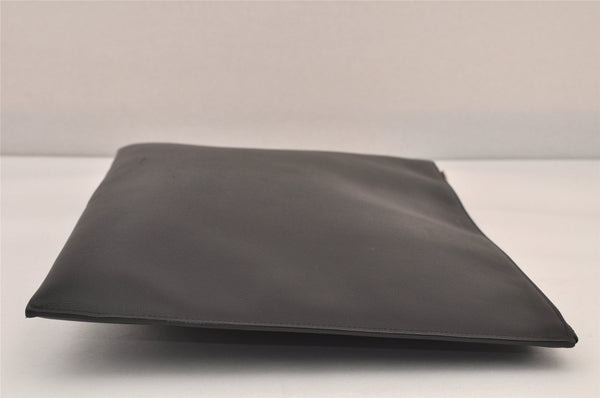 Authentic SAINT LAURENT Documents Case Clutch Bag Leather Black YSL 8717M