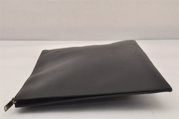Authentic SAINT LAURENT Documents Case Clutch Bag Leather Black YSL 8717M