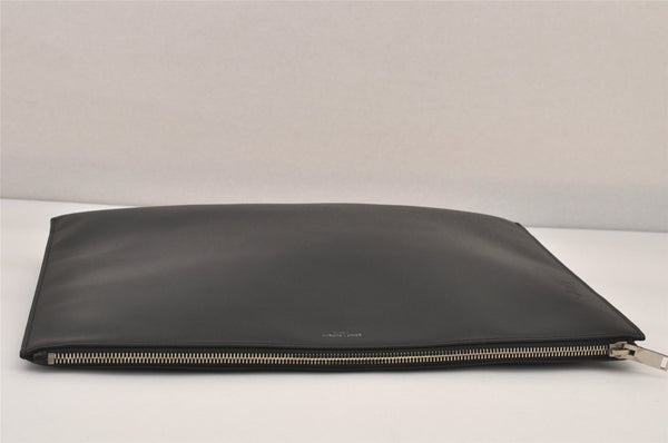 Authentic SAINT LAURENT Documents Case Clutch Bag Leather Black YSL 8717M