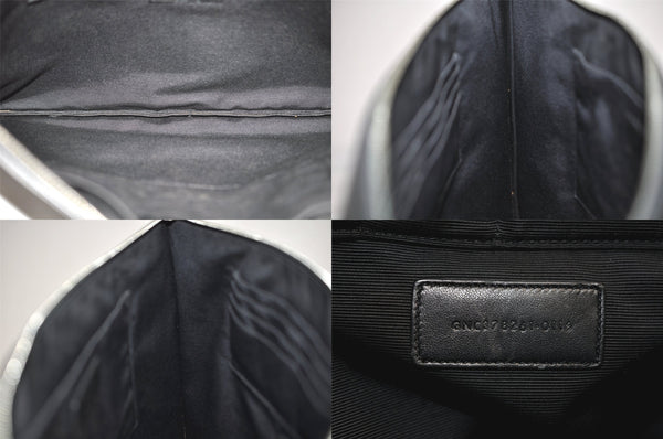 Authentic SAINT LAURENT Documents Case Clutch Bag Leather Black YSL 8717M