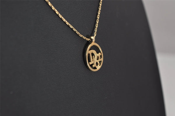 Authentic Christian Dior Gold Tone Chain Pendant Necklace CD 8720J