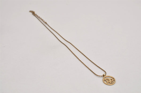 Authentic Christian Dior Gold Tone Chain Pendant Necklace CD 8720J