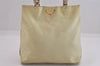 Authentic PRADA Vintage Nylon Leather Hand Bag Purse Beige 8720M