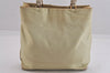 Authentic PRADA Vintage Nylon Leather Hand Bag Purse Beige 8720M