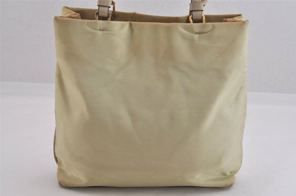 Authentic PRADA Vintage Nylon Leather Hand Bag Purse Beige 8720M