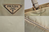Authentic PRADA Vintage Nylon Leather Hand Bag Purse Beige 8720M