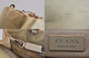 Authentic PRADA Vintage Nylon Leather Hand Bag Purse Beige 8720M