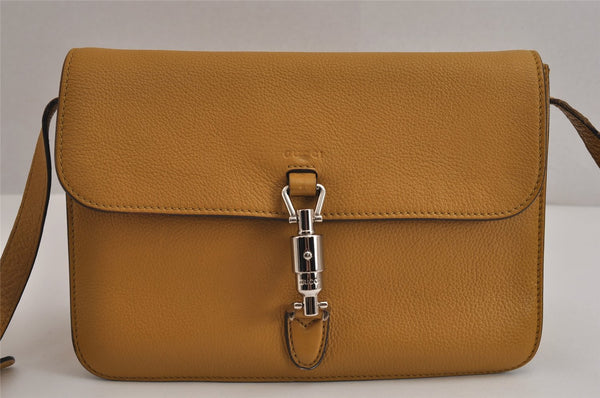 Authentic GUCCI Jackie Shoulder Cross Body Bag Leather 362971 Yellow Brown 8722J