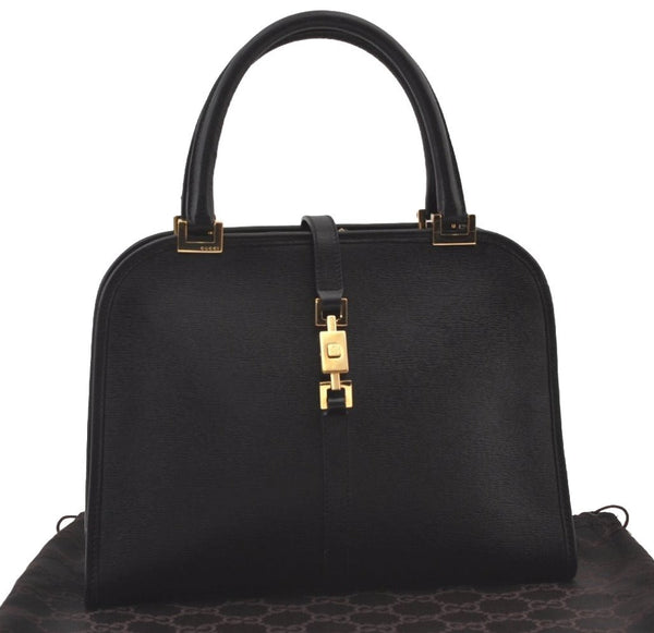Authentic GUCCI Vintage Jackie Hand Bag Purse Leather 0021071 Black 8723J