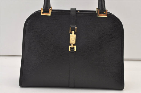 Authentic GUCCI Vintage Jackie Hand Bag Purse Leather 0021071 Black 8723J