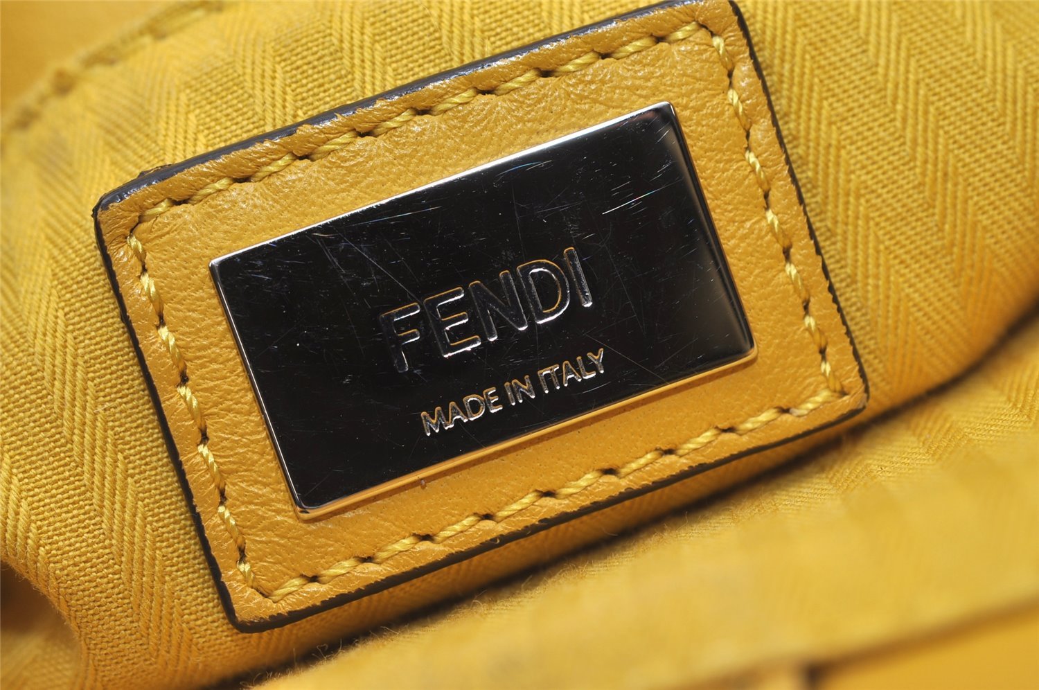 Authentic FENDI Vintage 2JOURS Leather 2Way Shoulder Hand Bag Purse Yellow 8724J