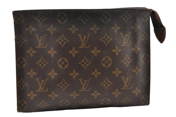 Auth Louis Vuitton Monogram Poche Toilette Cosmetics Pouch Old Model Junk 8725I
