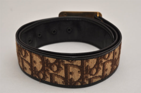 Authentic Christian Dior Trotter Belt Canvas Leather 27.6-31.5inches Brown 8726J