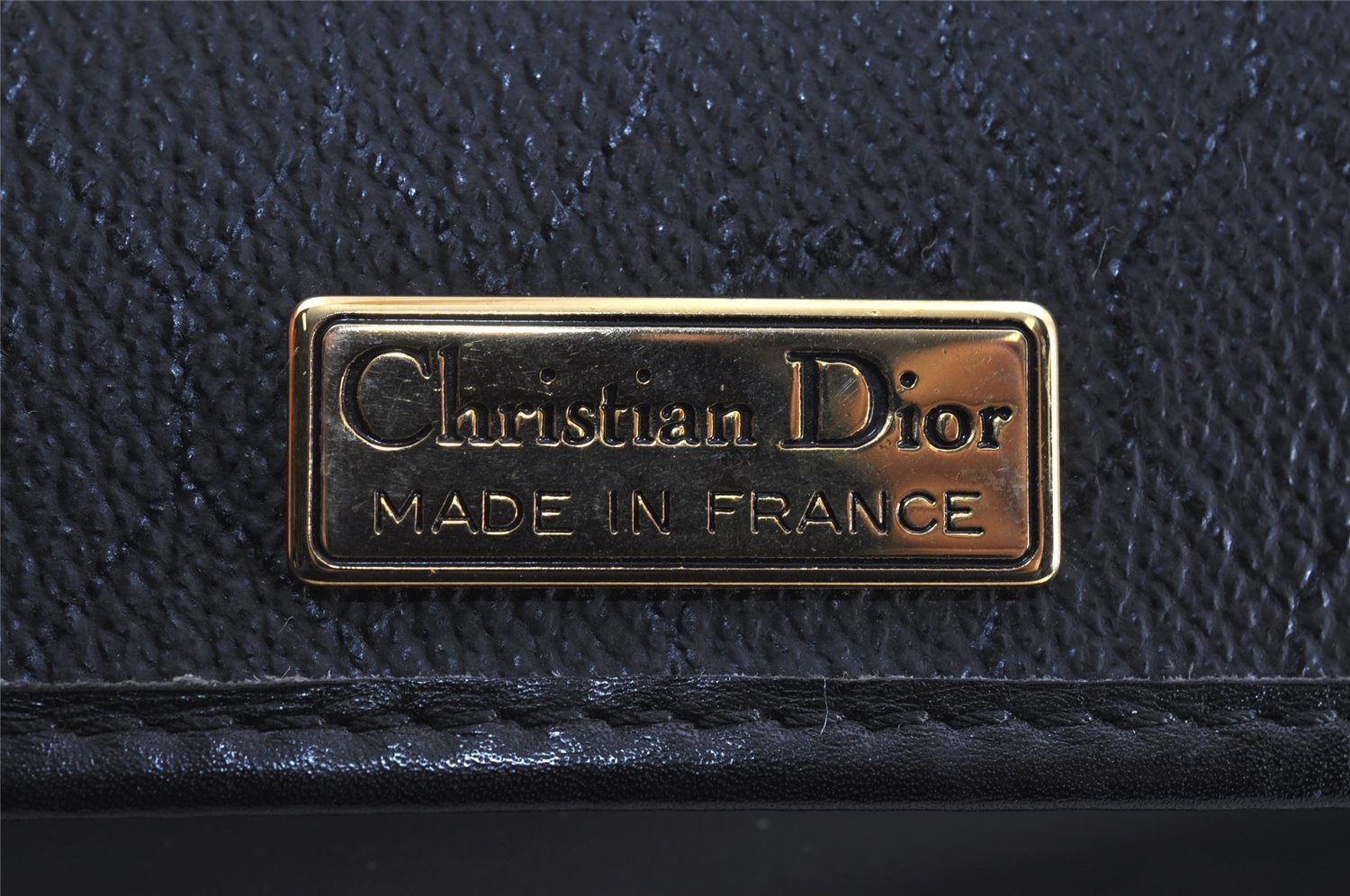 Authentic Christian Dior Honeycomb Shoulder Cross Bag PVC Leather Black 8727J