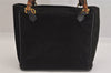 Authentic GUCCI Bamboo Vintage Hand Bag Suede Leather Black 8727M
