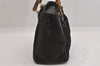 Authentic GUCCI Bamboo Vintage Hand Bag Suede Leather Black 8727M