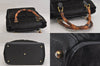 Authentic GUCCI Bamboo Vintage Hand Bag Suede Leather Black 8727M