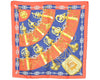 Authentic HERMES Carre 90 Scarf "Cliquetis" Silk Orange Navy 8728J