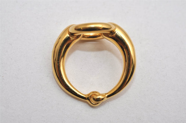 Authentic HERMES Scarf Ring Moris Circle Design Gold Tone 8729J
