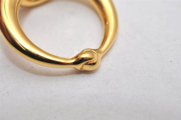 Authentic HERMES Scarf Ring Moris Circle Design Gold Tone 8729J