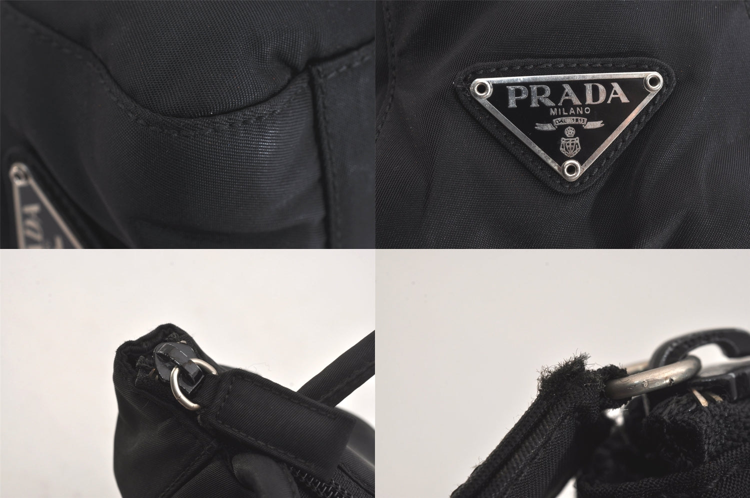 Authentic PRADA Vintage Nylon Shoulder Hand Bag Purse Black 8730M