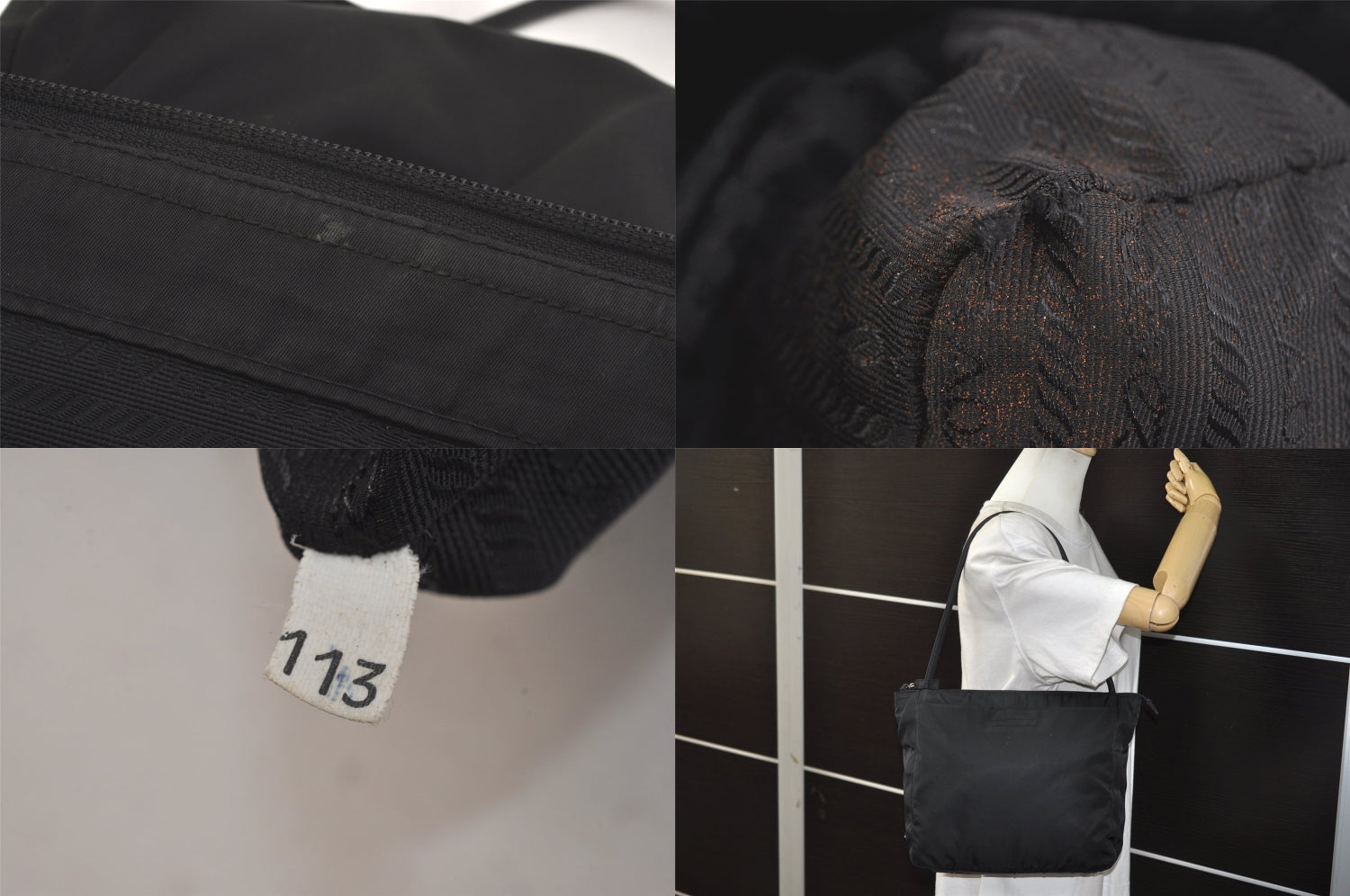 Authentic PRADA Vintage Nylon Shoulder Hand Bag Purse Black 8730M