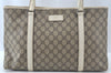 Authentic GUCCI Vintage Shoulder Tote Bag GG PVC Leather Brown 8732J
