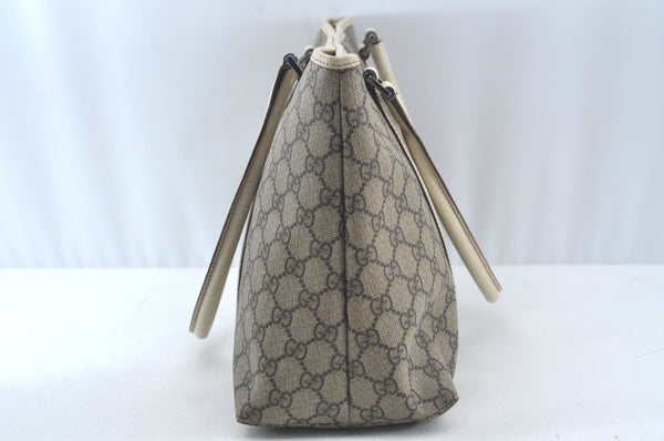 Authentic GUCCI Vintage Shoulder Tote Bag GG PVC Leather Brown 8732J