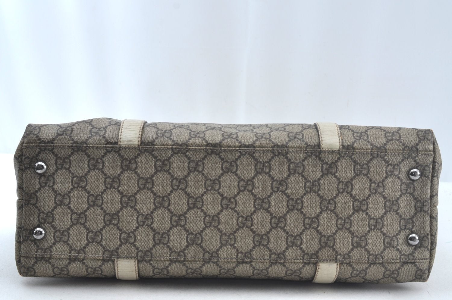 Authentic GUCCI Vintage Shoulder Tote Bag GG PVC Leather Brown 8732J