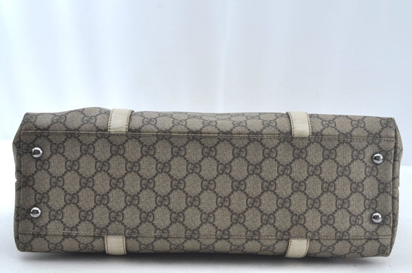 Authentic GUCCI Vintage Shoulder Tote Bag GG PVC Leather Brown 8732J