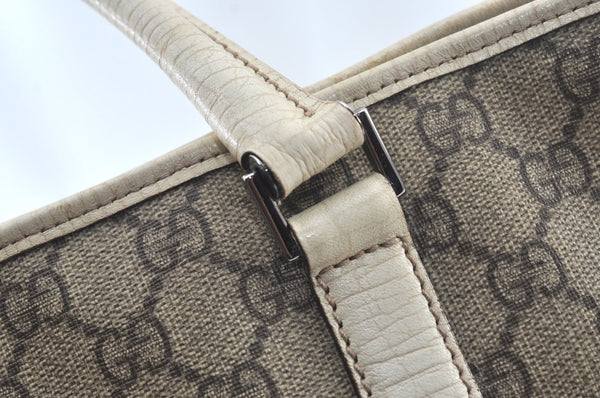 Authentic GUCCI Vintage Shoulder Tote Bag GG PVC Leather Brown 8732J