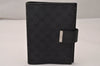 Authentic GUCCI Agenda Notebook Cover Purse GG Canvas Leather 115241 Black 8734J