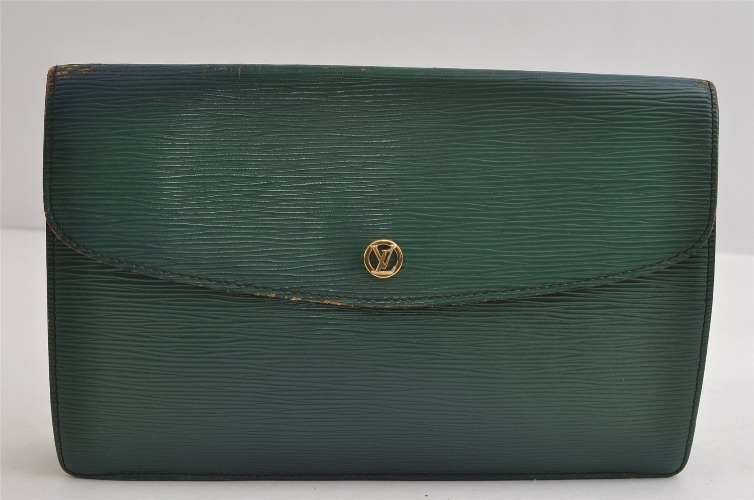 Authentic Louis Vuitton Epi Montaigne 27 Clutch Hand Bag Green M52654 Junk 8735I
