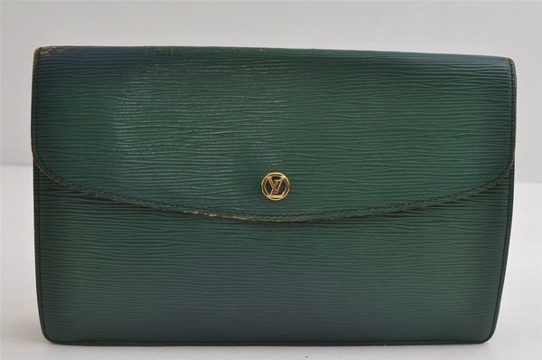 Authentic Louis Vuitton Epi Montaigne 27 Clutch Hand Bag Green M52654 Junk 8735I