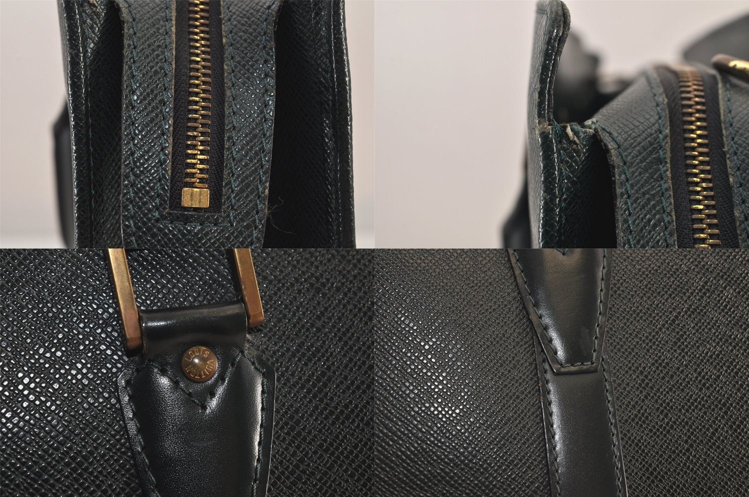 Auth Louis Vuitton Taiga Porte Documents Lozan 2Way Briefcase M30054 Green 8736M