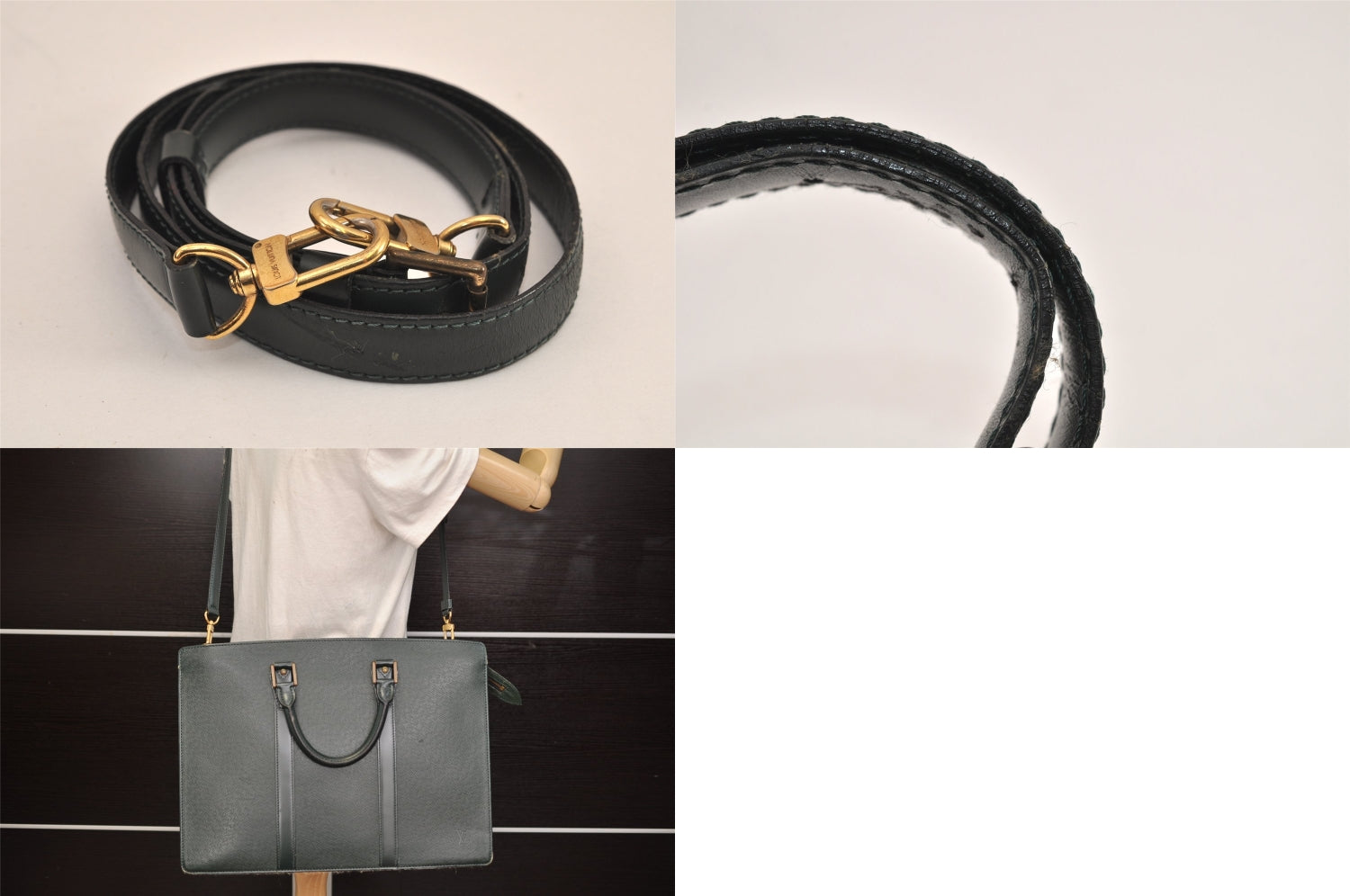 Auth Louis Vuitton Taiga Porte Documents Lozan 2Way Briefcase M30054 Green 8736M