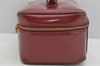 Authentic GUCCI Bamboo Vanity Hand Bag Purse Leather Bordeaux Red 8737J