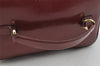 Authentic GUCCI Bamboo Vanity Hand Bag Purse Leather Bordeaux Red 8737J