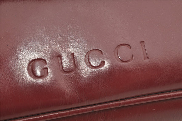 Authentic GUCCI Bamboo Vanity Hand Bag Purse Leather Bordeaux Red 8737J