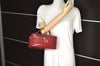 Authentic GUCCI Bamboo Vanity Hand Bag Purse Leather Bordeaux Red 8737J