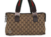 Authentic GUCCI Web Sherry Line Hand Boston Bag GG Canvas Leather Brown 8741J